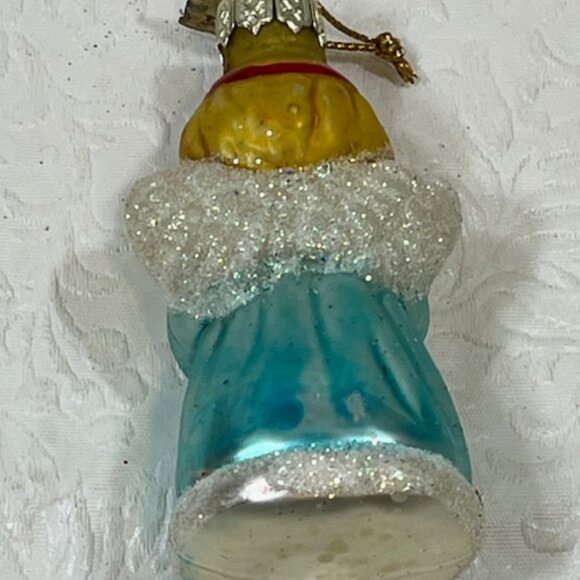 VTG Christmas Angel Hand Blown Glass Glitter Holiday Tree Ornament 1.75"x3.25" - Picture 3 of 11